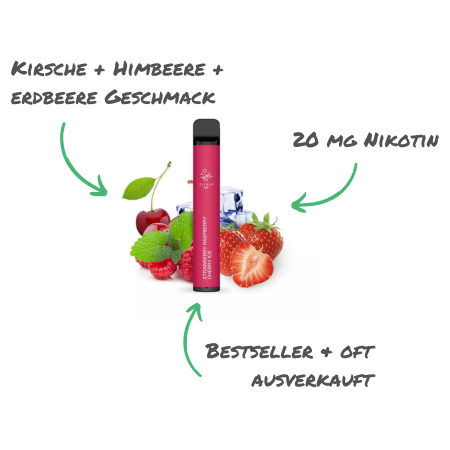 elfbar 600 einweg vape - strawberry raspberry cherry ice
