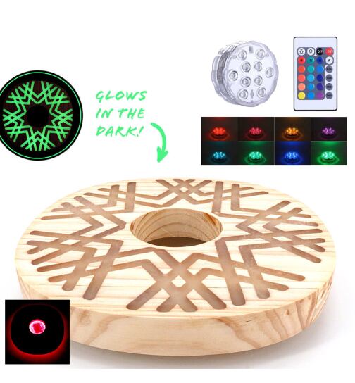 Cyborg Hookah - Wood Plate + 7CM LED Licht mit Fernbedienung Set Glow Circle