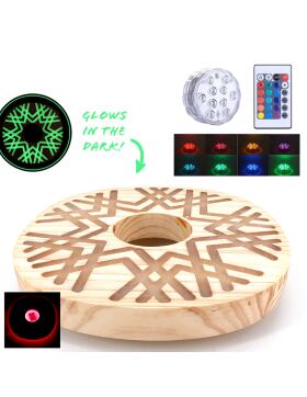 Cyborg Hookah - Wood Plate + 7CM LED Licht mit Fernbedienung Set Glow Circle