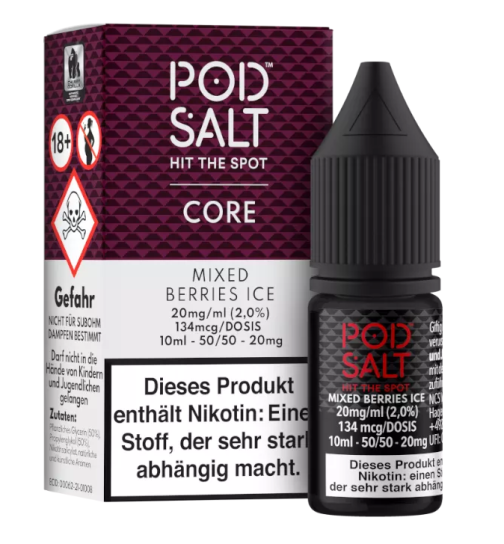 Pod Salt Nikotinsalz Liquid 10ml 20mg - Core Mixed Berries Ice
