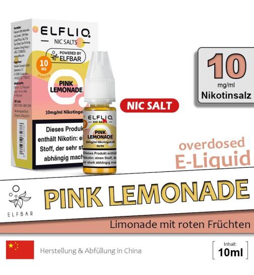 Elfliq Nikotinsalz Liquid 10ml - 10mg - Pink Lemonade