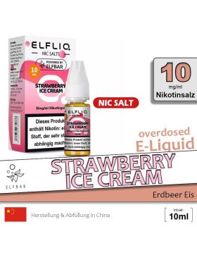 Elfliq Nikotinsalz Liquid 10ml - 10mg - Strawberry Ice Cream