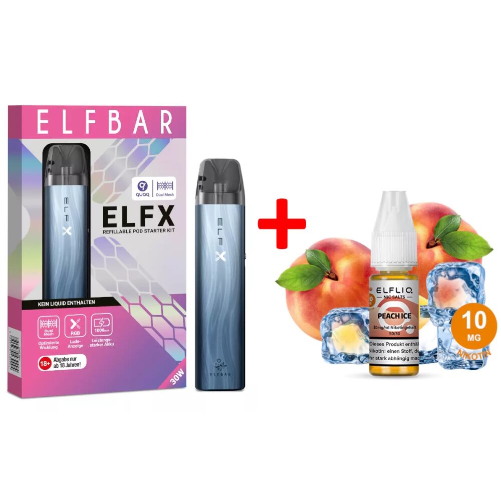 elfbar elfx liquid Sparset Elfbar Elfx Dark Sea & Liquid Peach ice 10mg, 24,99 €
