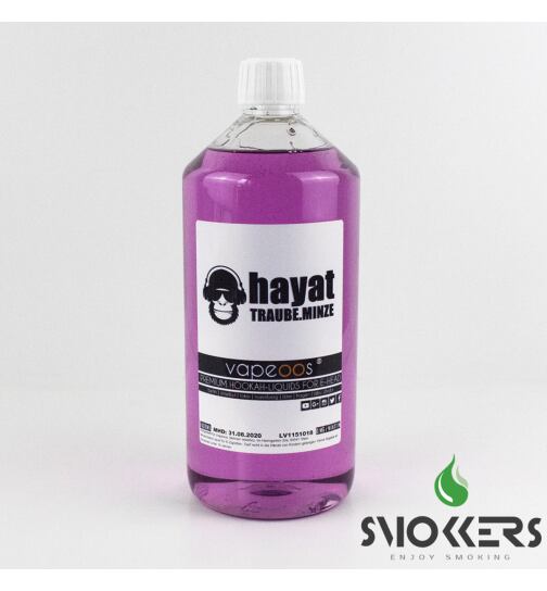 VAPEOOS&copy; Liquid 1L 0mg Nikotin - Hayat Traube Minze