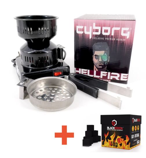 Cyborg Hookah Charcoal Lighter - Hellfire + 1KG Blackcocos