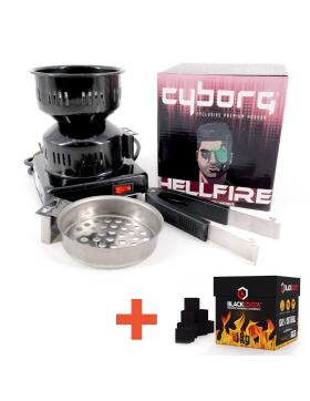 Cyborg Hookah Charcoal Lighter - Hellfire + 1KG Blackcocos